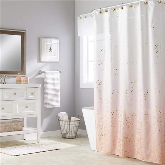 Gold Shower Curtain Hooks Rings,Set of 12 Brass Decorative Bling Metal Rustproof - Picture 3 of 6